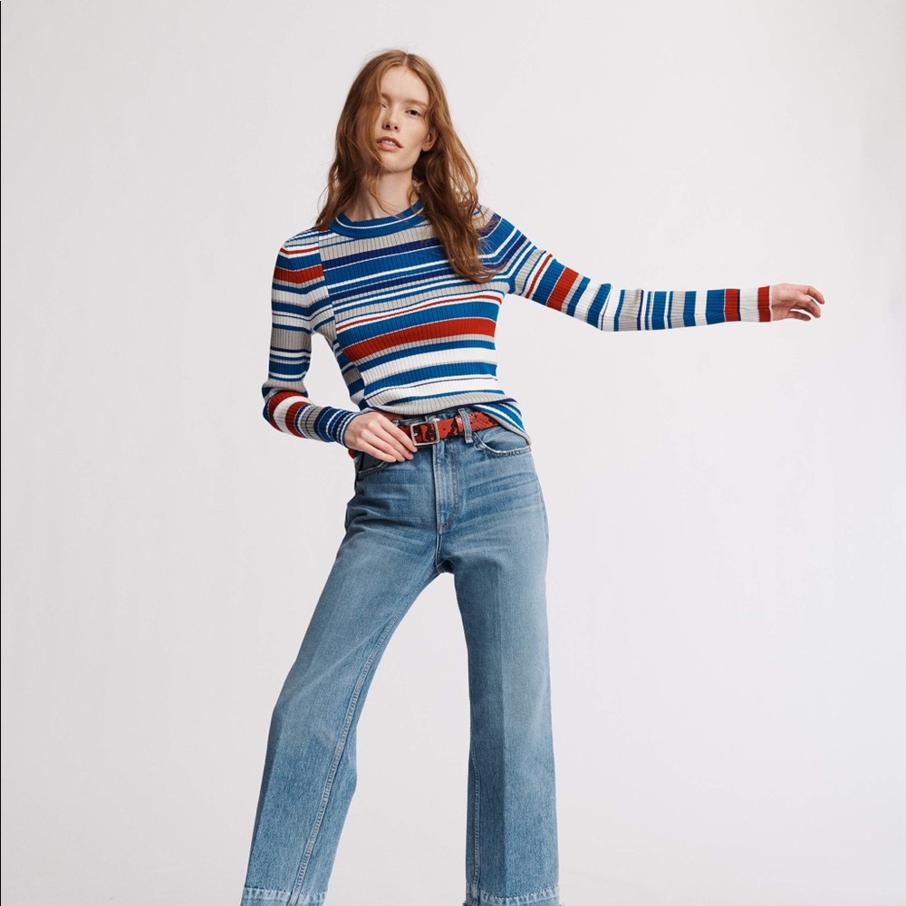 NWT Rag & Bone Mason Stripe Top Mercerized Cotton Blend